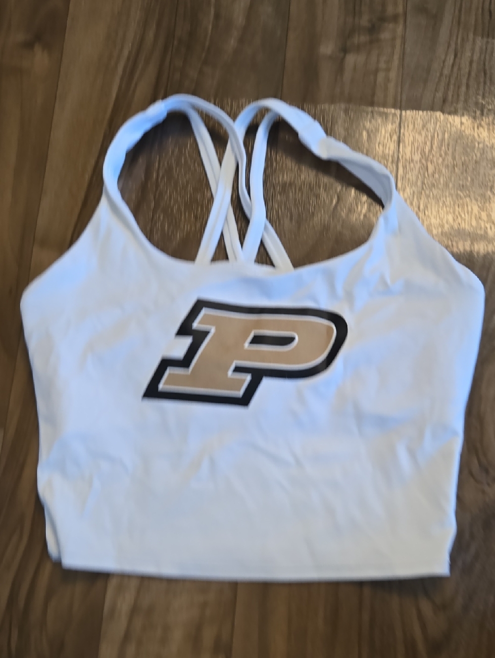White Cropped Tank with 'P' Logo